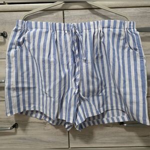 Blue and White Striped Shorts